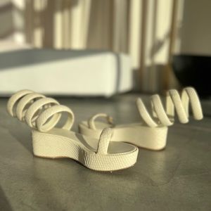 CULT GAIA SNAKE EMBOSSED PLATFORM SANDALS- 7.5- lightly worn